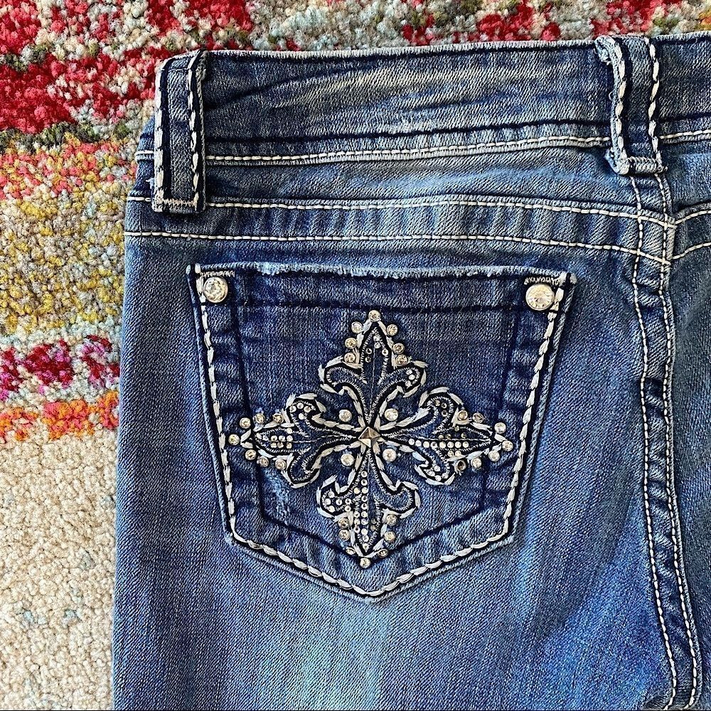 Miss Me Rhinestone Cross Skinny Jeans - Picture 7 of 14